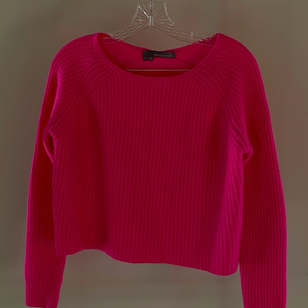 360 CASHMERE hot pink cropped knit sweater